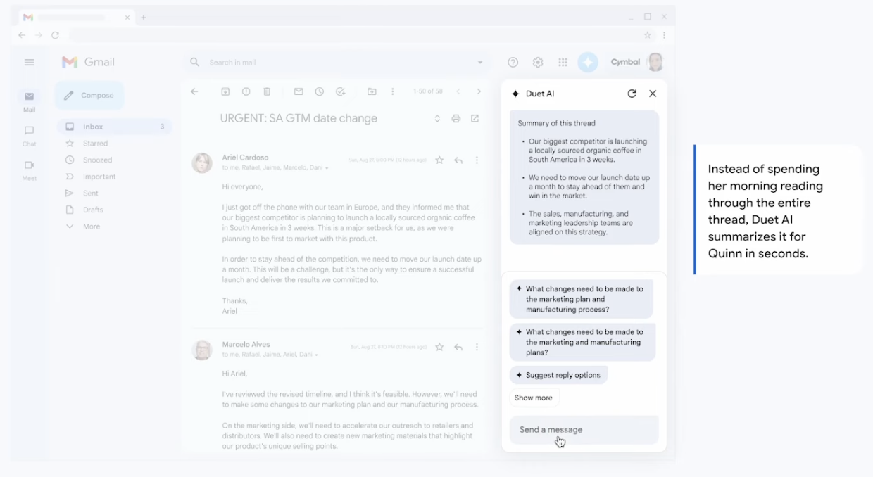 Summarize long email threads 