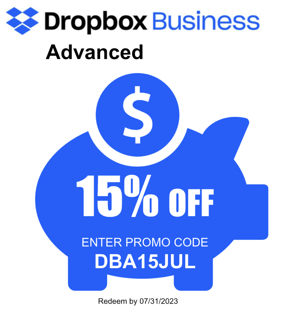 Dropbox Business Advanced 15% through Gear Cloud Solutions
